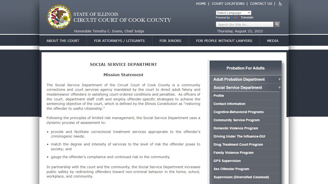 Social Service Department - Circuit Court of Cook County