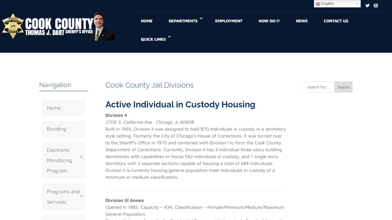 Division of the Cook County Jail